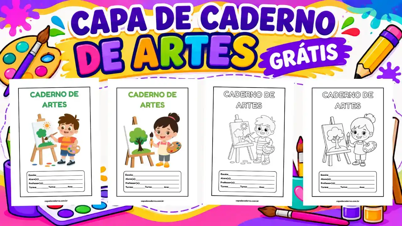 Capa de caderno de artes para imprimir grátis em pdf