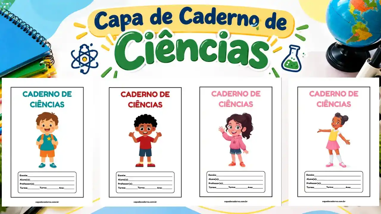 Capa de caderno de ciências para imprimir em pdf grátis