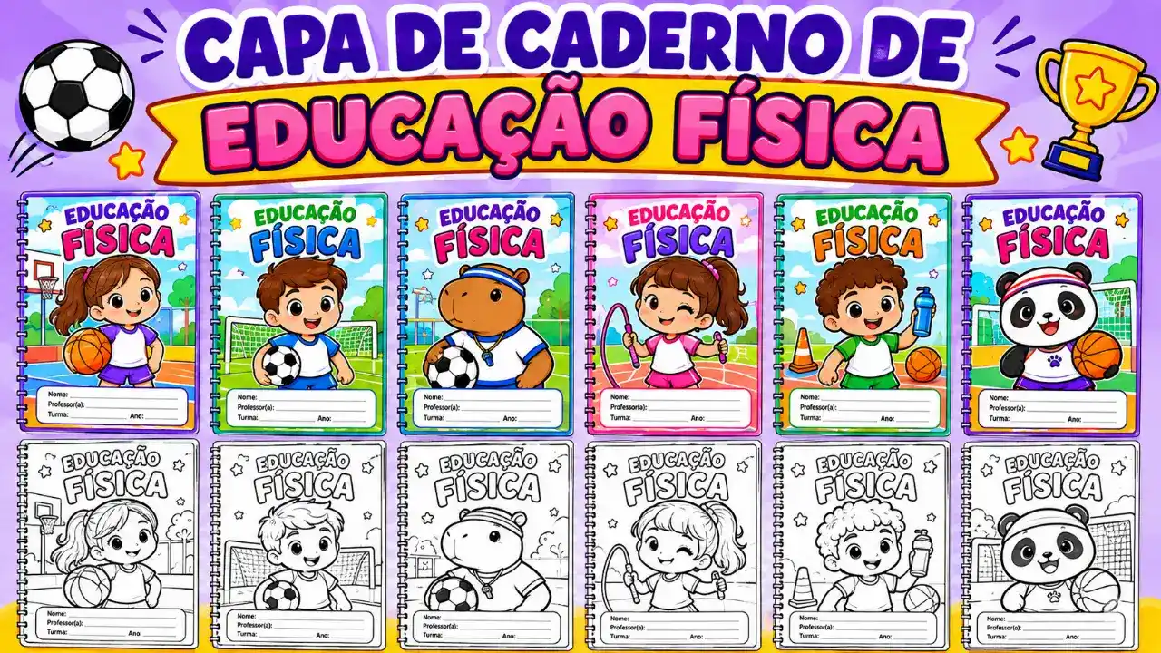 Capa de caderno de educação física para imprimir grátis