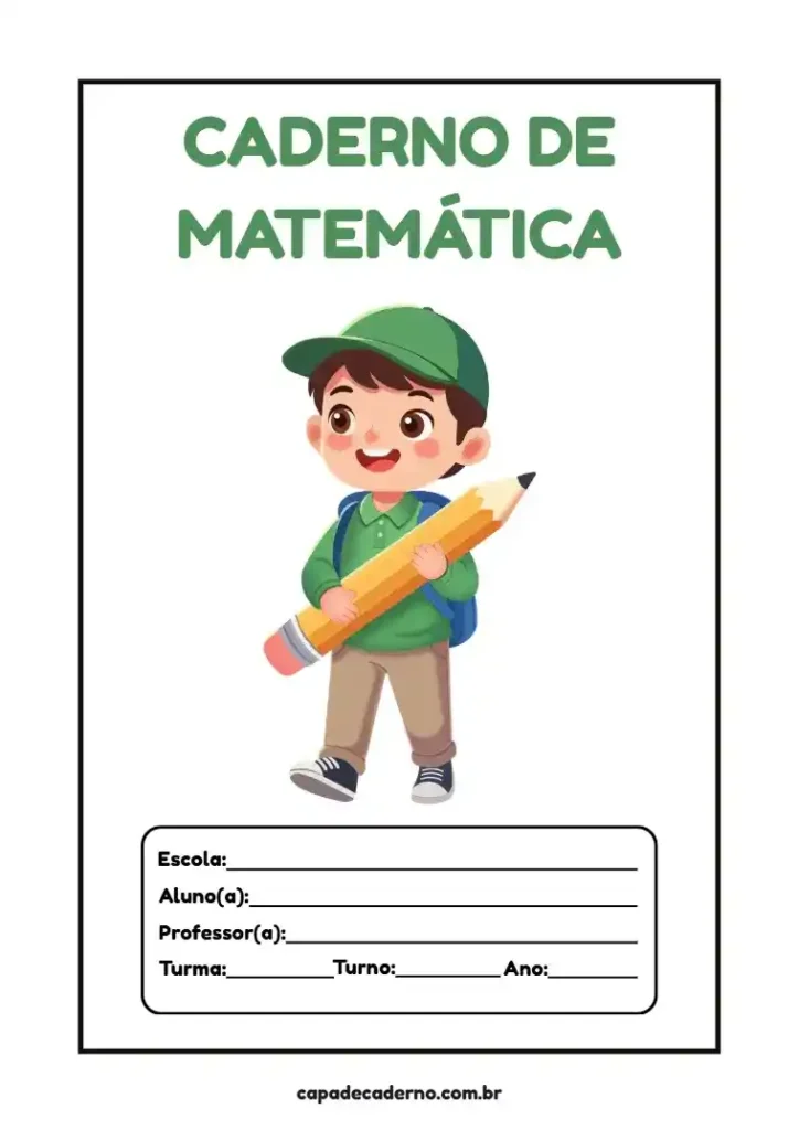 Capa de caderno de matemática para imprimir pdf grátis