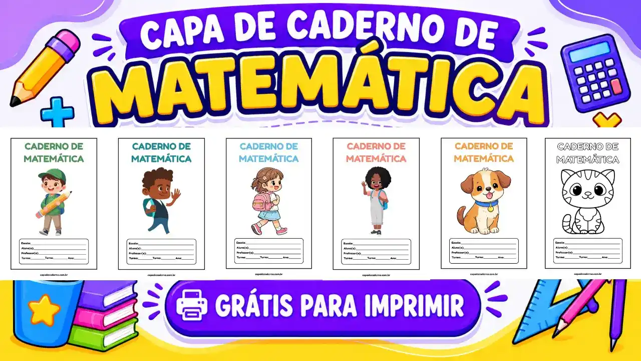 Capa de caderno de matemática para imprimir pdf grátis