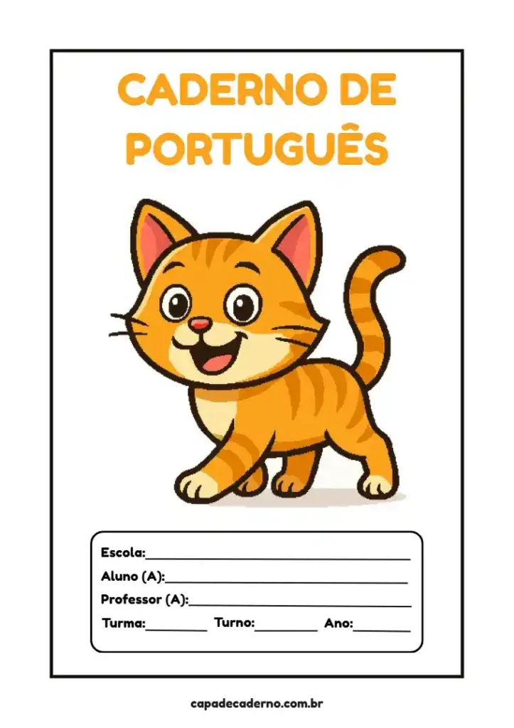 Capa de caderno de português para imprimir grátis em pdf