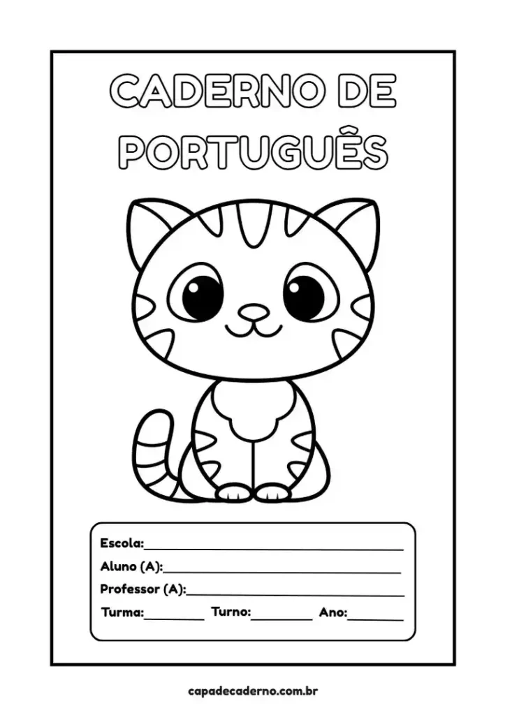 Capa de caderno de português para imprimir grátis em pdf