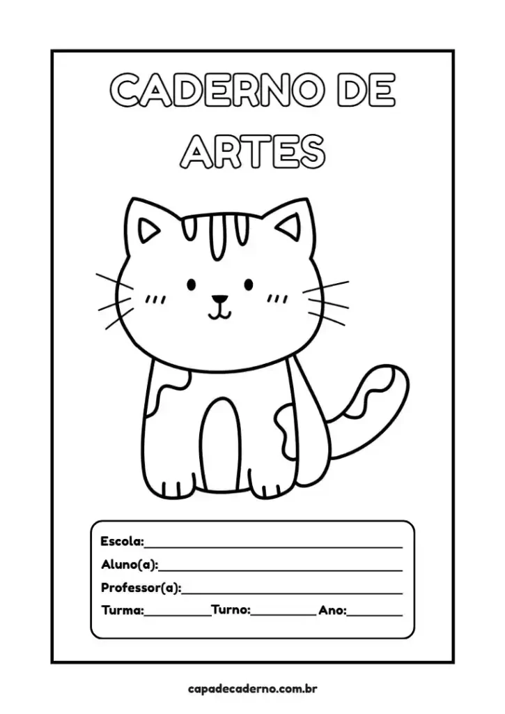 Capa de caderno feminino de artes para colorir e imprimir grátis em pdf