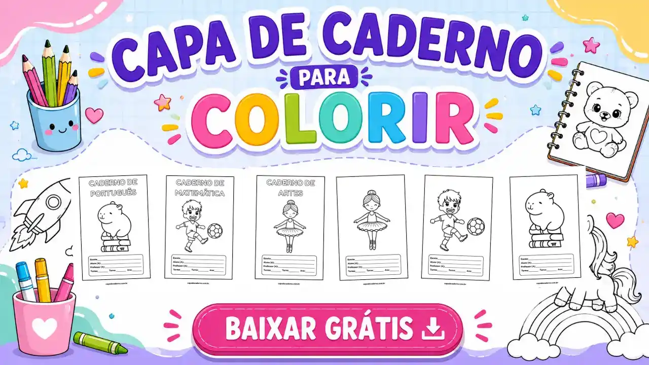Capa de caderno para colorir e imprimir grátis em pdf
