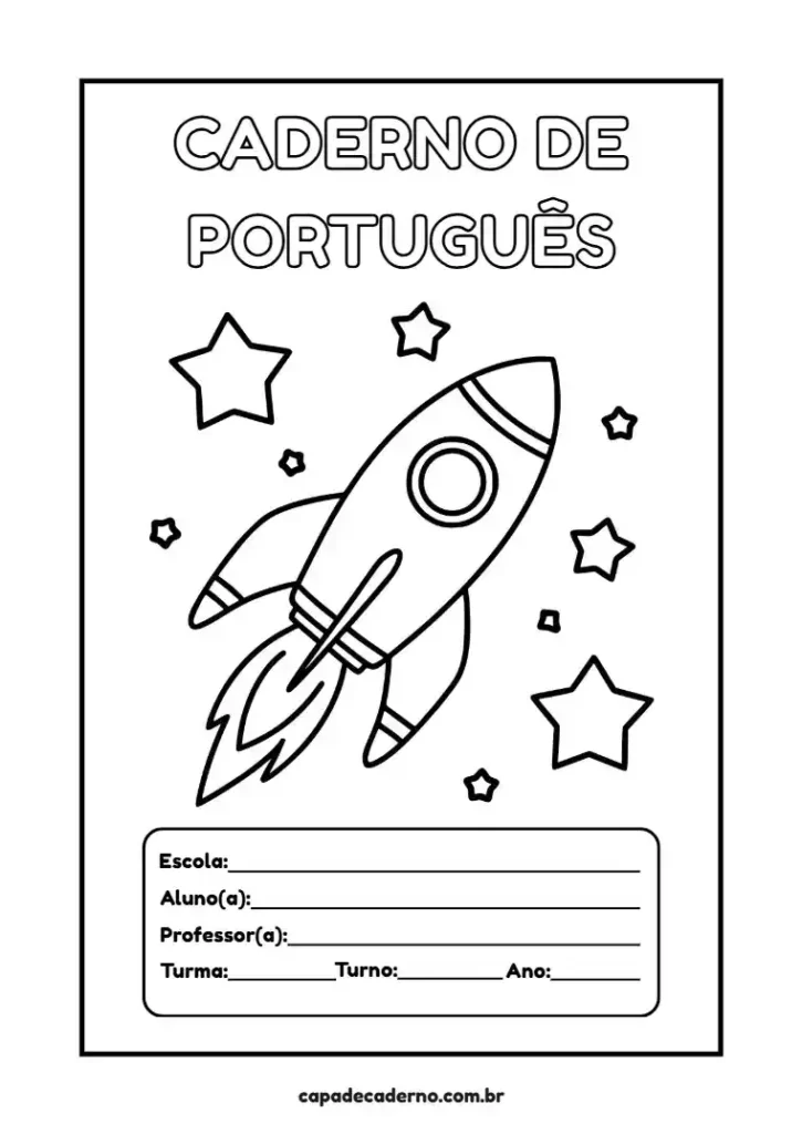 Capa de caderno personalizada de português para imprimir e editar