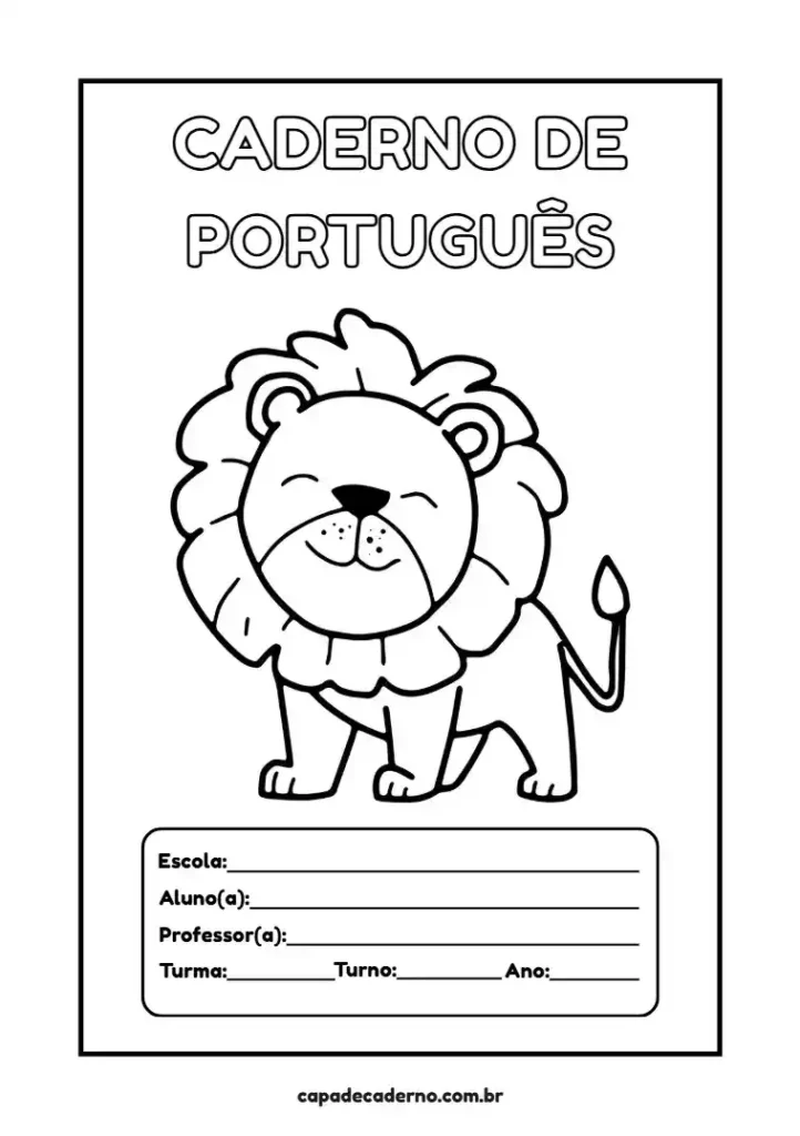 Capa de caderno personalizada de português para imprimir e editar