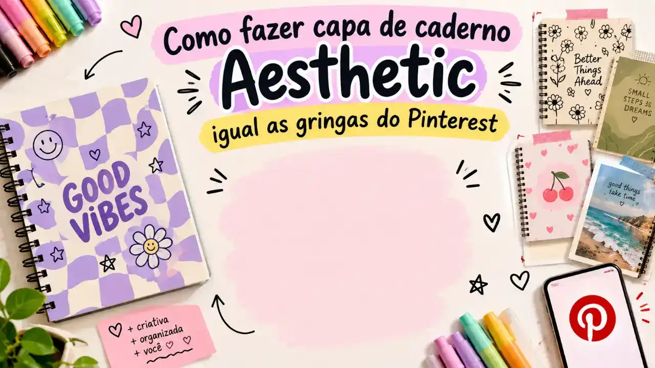 Como fazer capa de caderno aesthetic igual as gringas do Pinterest