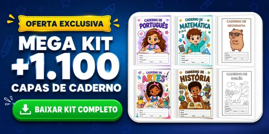 Kit Capa de Caderno Infantil para Imprimir em PDF
