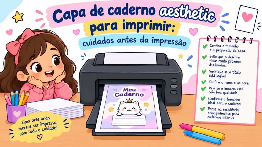 Capa de caderno aesthetic para imprimir: cuidados antes da impressão