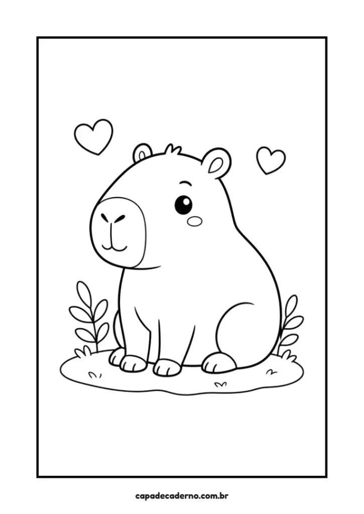 Capa de caderno capivara para colorir e imprimir em pdf grátis