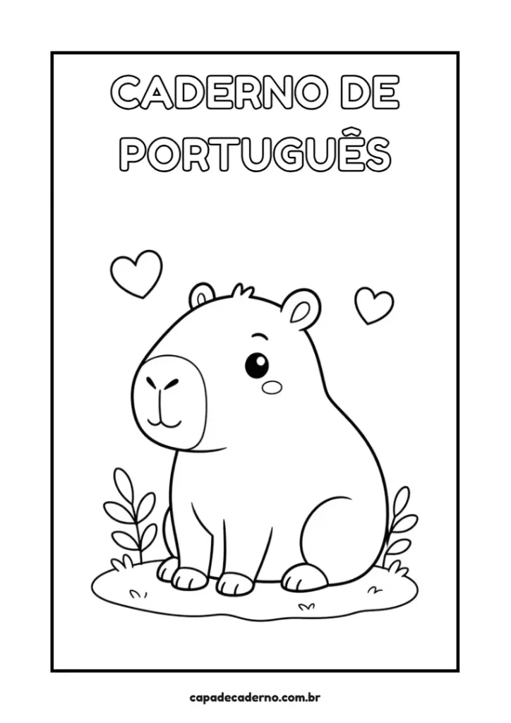 Capa de caderno capivara para colorir e imprimir em pdf grátis