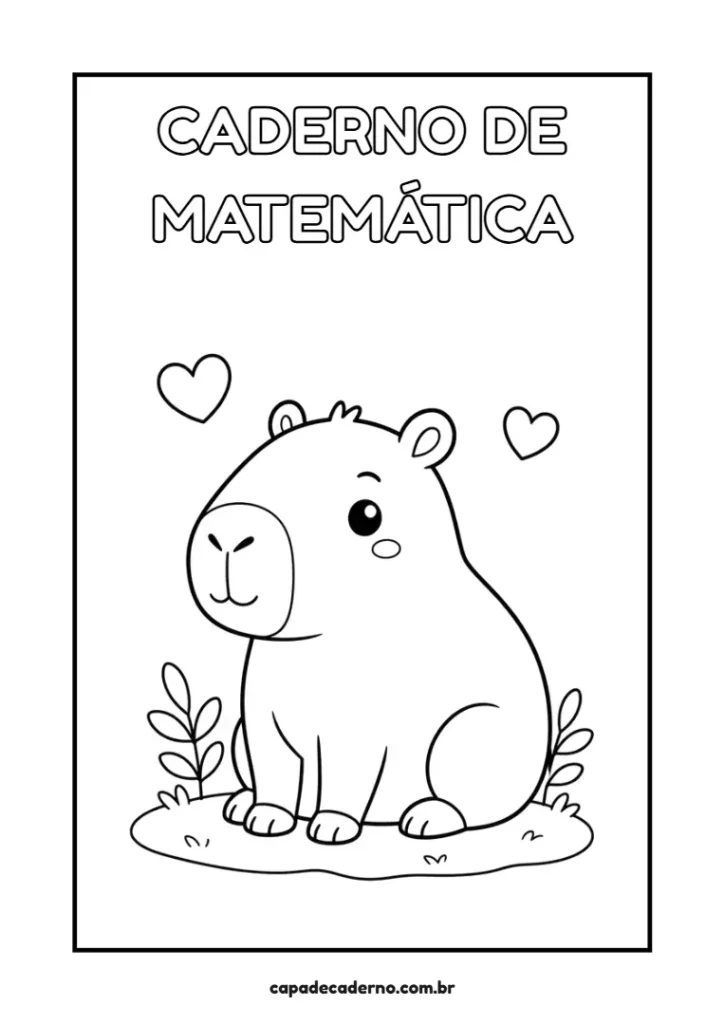 Capa de caderno capivara para colorir e imprimir em pdf grátis