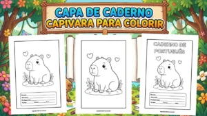 Capa de caderno capivara para colorir e imprimir grátis em pdf