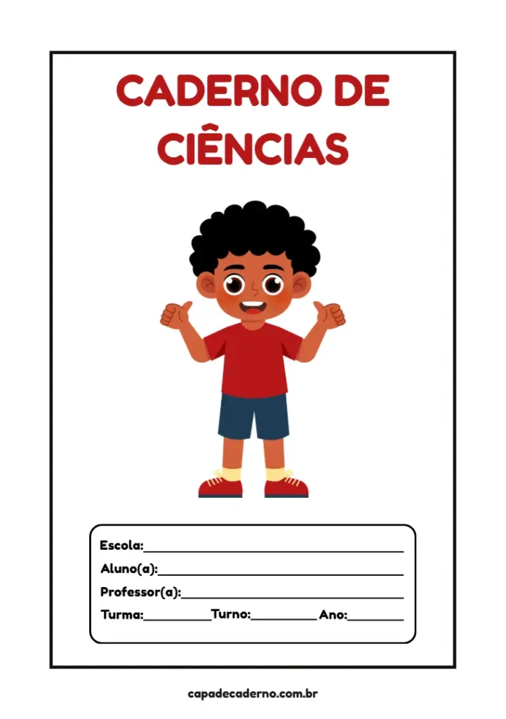 Capa de caderno de ciências masculino para imprimir em pdf grátis