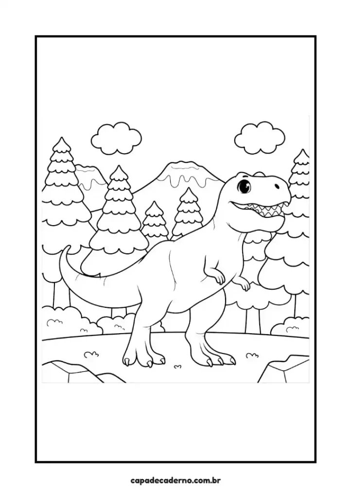 Capa de caderno de dinossauro para colorir e imprimir em pdf grátis