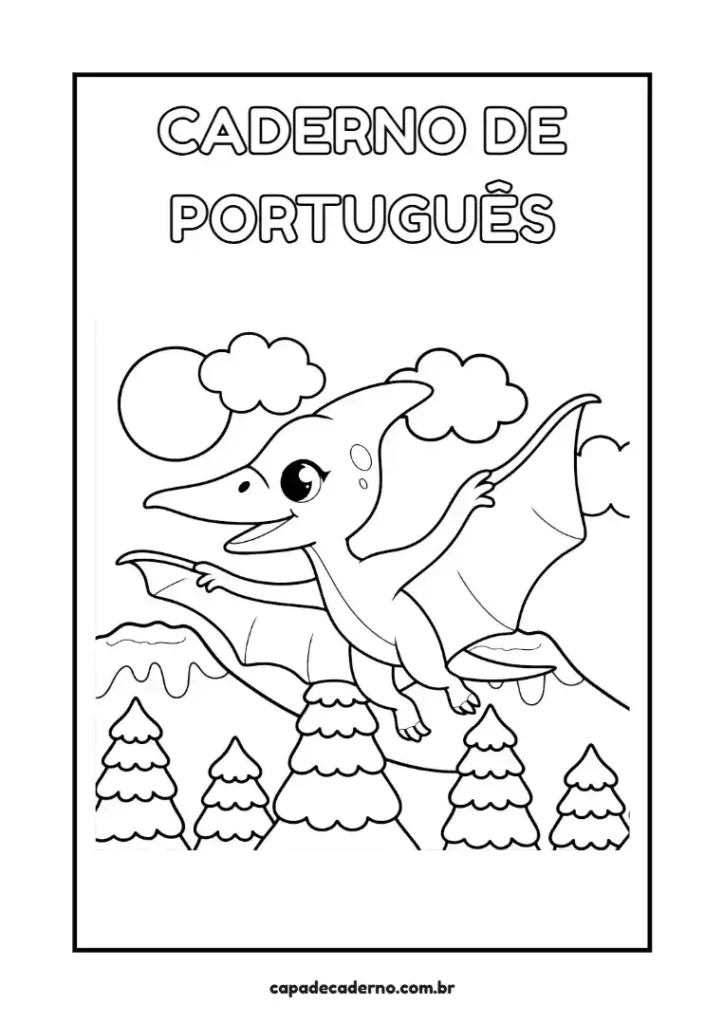 Capa de caderno de dinossauro para colorir e imprimir em pdf grátis