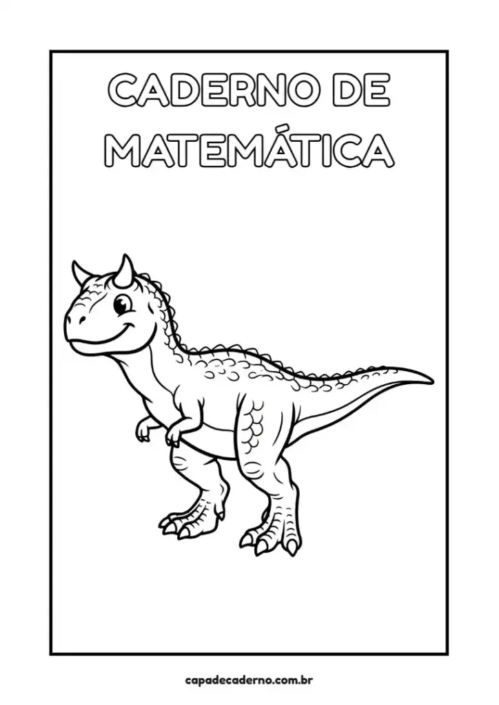 Capa de caderno de dinossauro para colorir e imprimir em pdf grátis