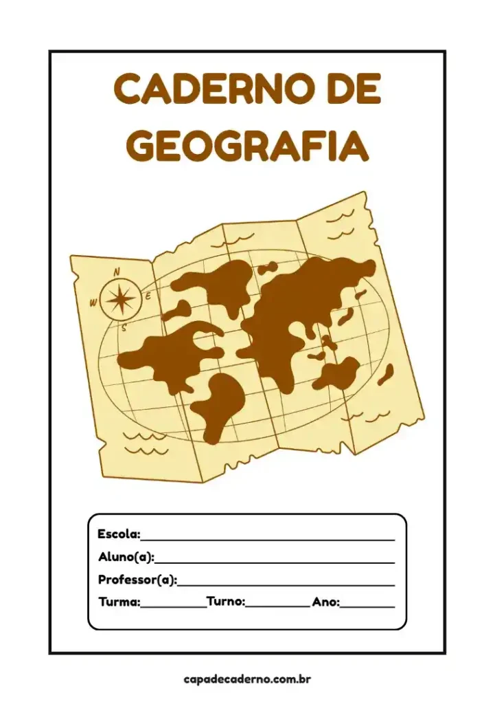 Capa de caderno de geografia para imprimir em pdf grátis