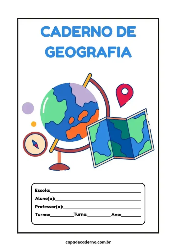Capa de caderno de geografia para imprimir em pdf grátis
