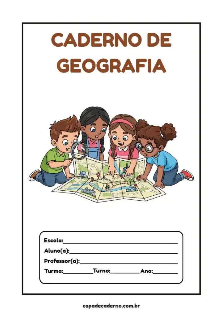 Capa de caderno de geografia para imprimir em pdf grátis