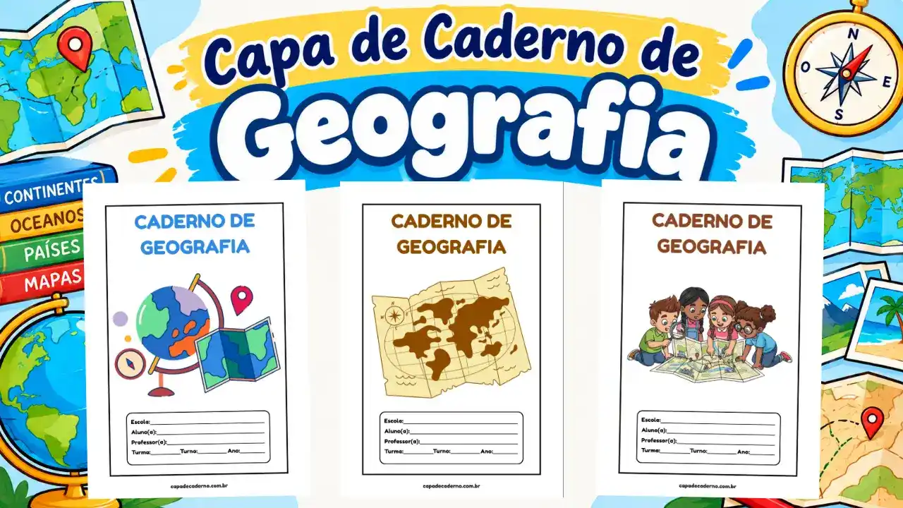 Capa de caderno de geografia para imprimir em pdf grátis