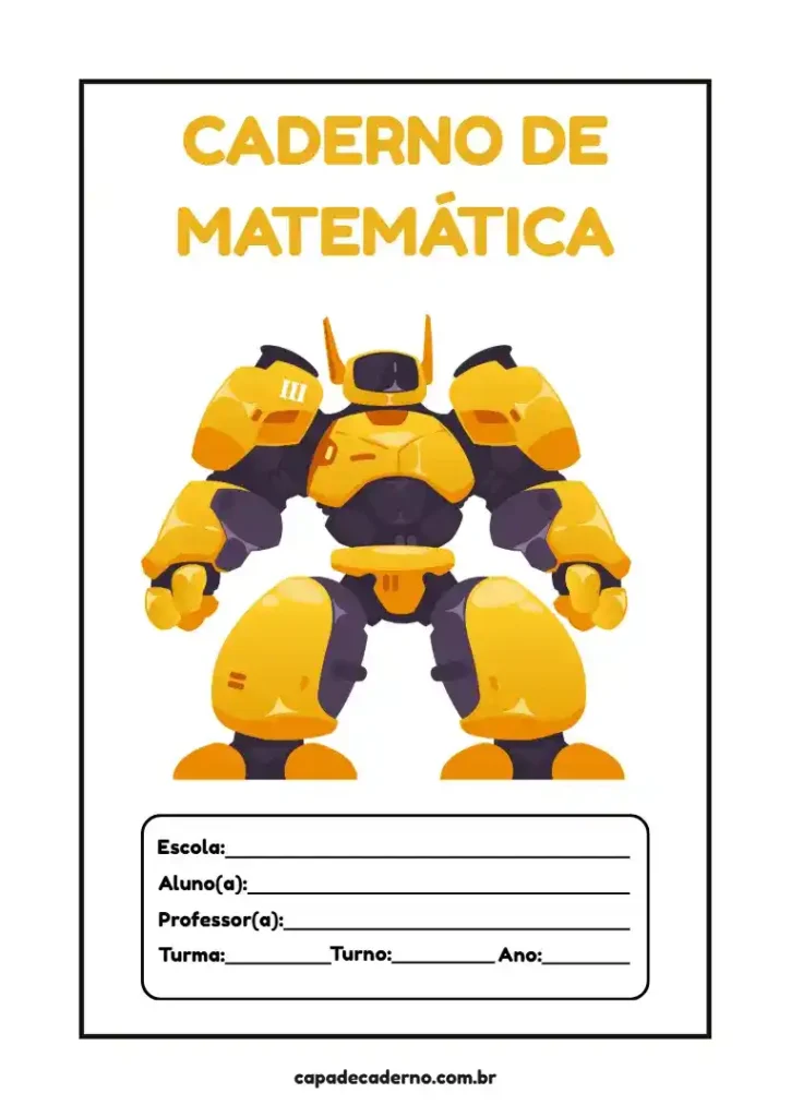 Capa de caderno de matemática para personalizar e editar no canva grátis e imprimir