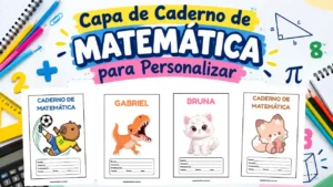 Capa de caderno de matemática para personalizar e editar no canva grátis e imprimir