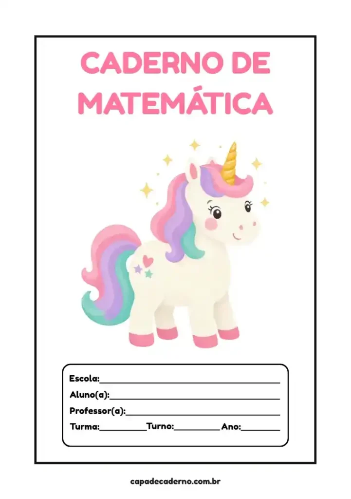Capa de caderno de matemática para personalizar e editar no canva grátis e imprimir