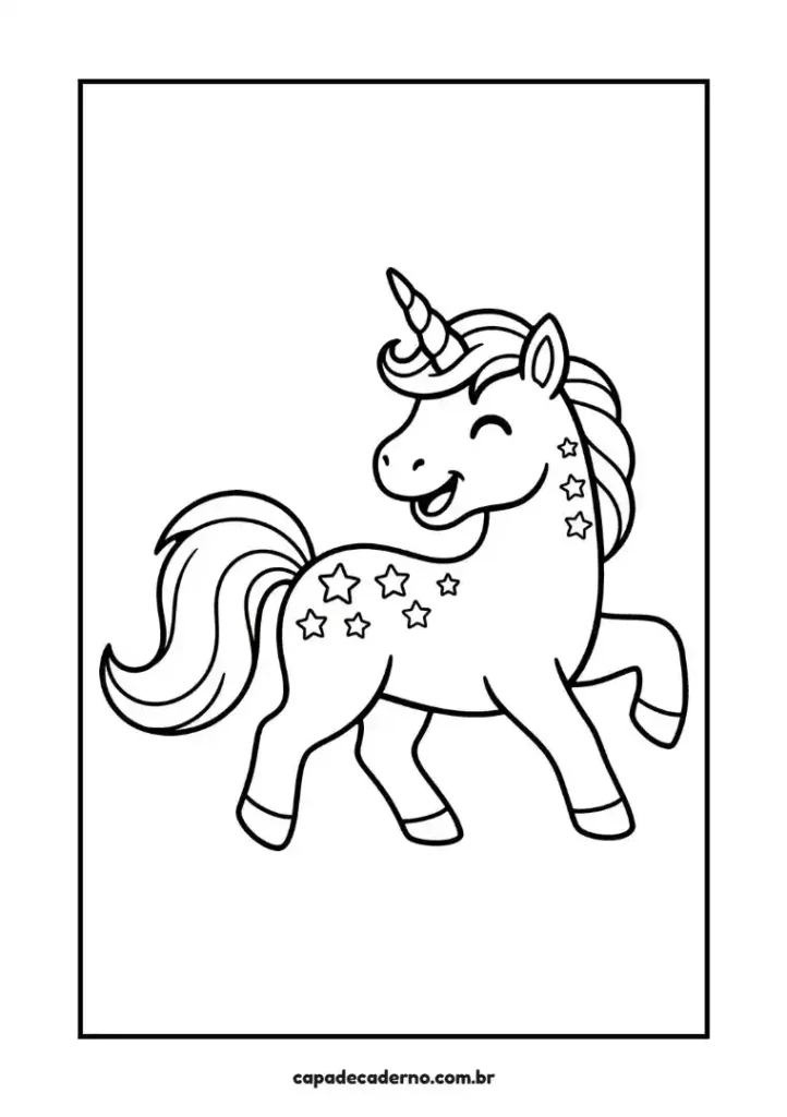 Capa de caderno de unicórnio para colorir e imprimir