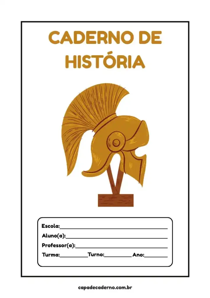 Capa de caderno personalizada de história: Editar no canva e imprimir em pdf