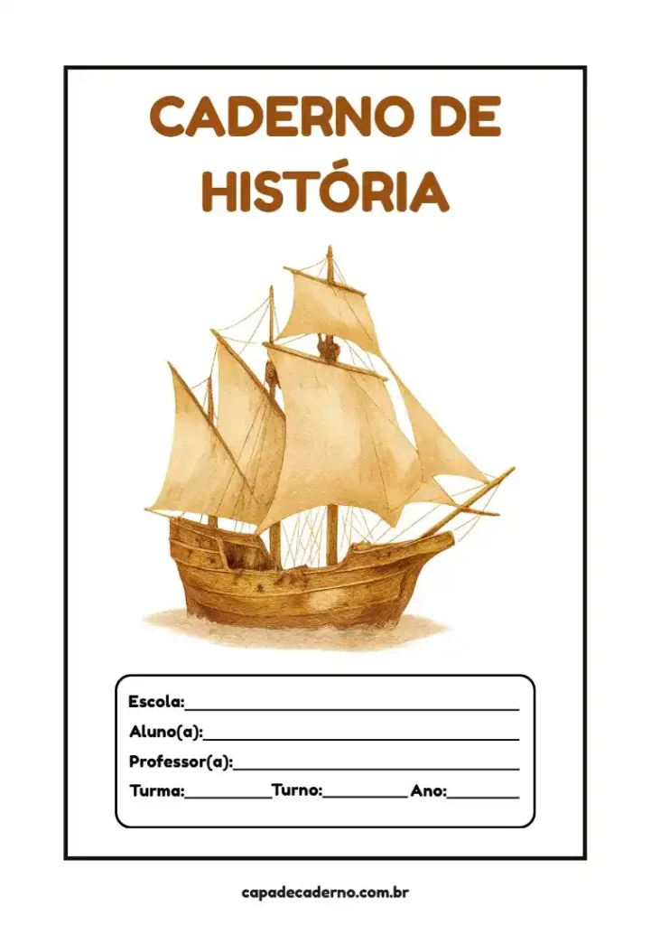 Capa de caderno personalizada de história: Editar no canva e imprimir em pdf