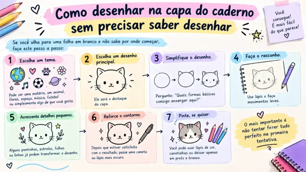 Como desenhar na capa do caderno sem precisar saber desenhar