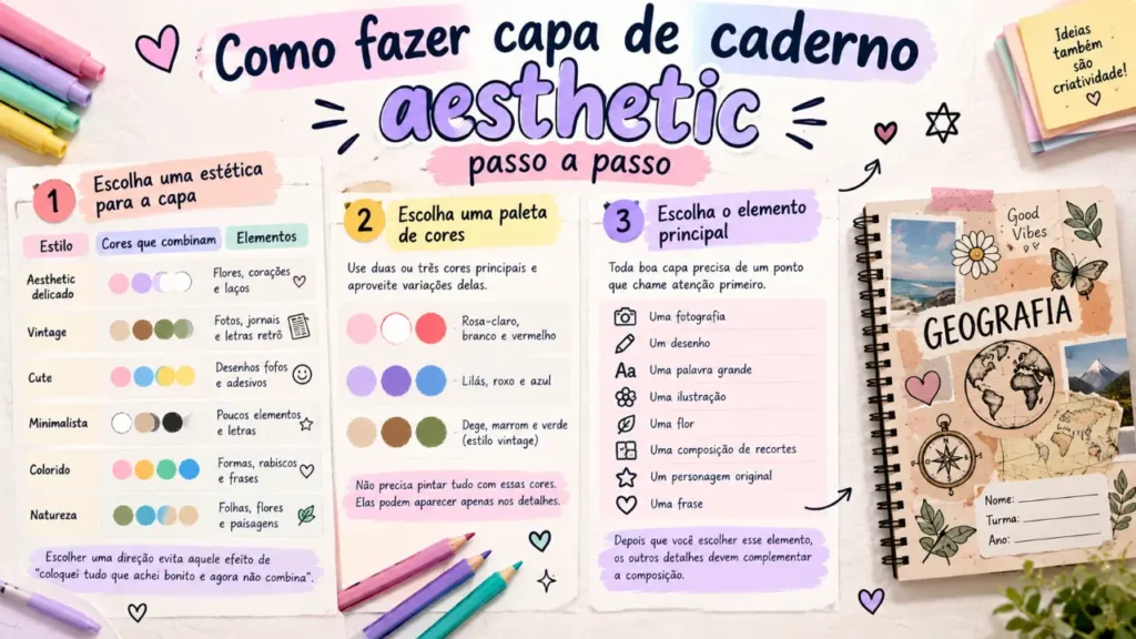 Como fazer capa de caderno aesthetic passo a passo
