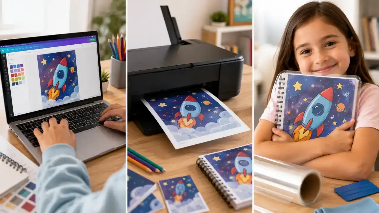 Como fazer capa de caderno de desenho infantil resistente
