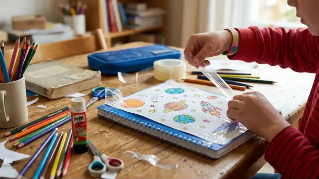 Fita adesiva funciona para colar capa de caderno?