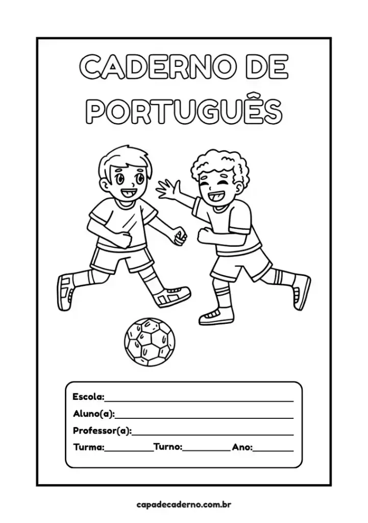 Capa de caderno de futebol para colorir e imprimir em pdf grátis