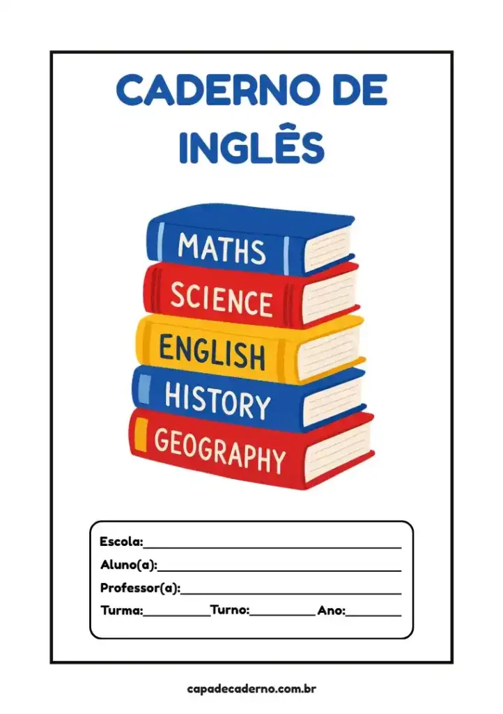 Capa de caderno de inglês para imprimir em pdf grátis