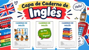 Capa de caderno de inglês para imprimir em pdf grátis