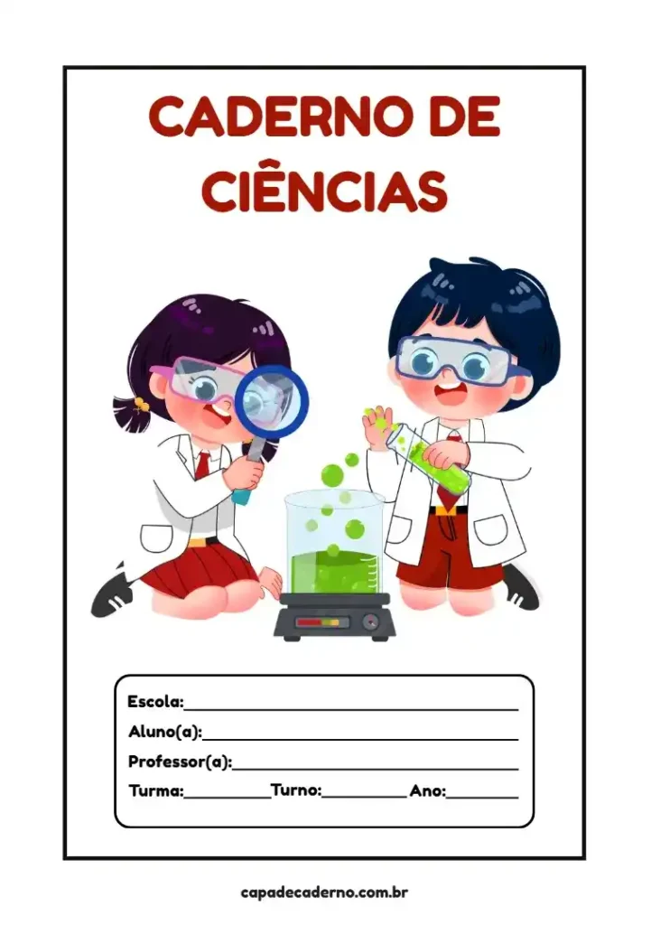 Capa de caderno personalizada de ciências para imprimir em pdf e editar grátis