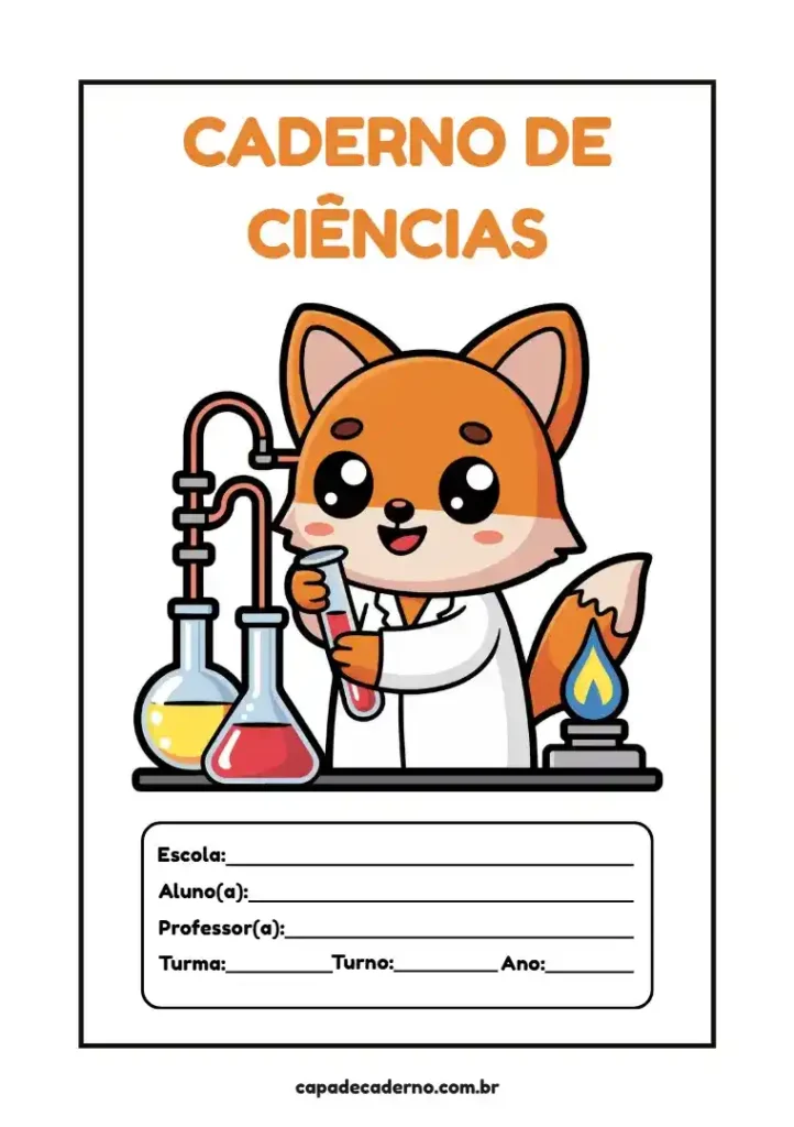 Capa de caderno personalizada de ciências para imprimir em pdf e editar grátis